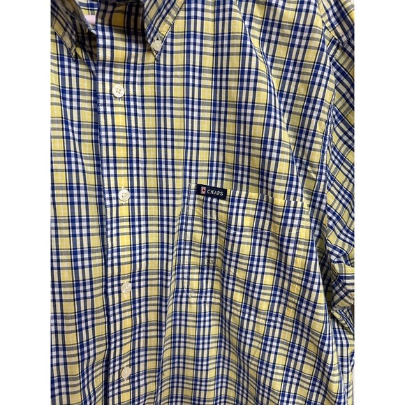 Chaps Easy Care Yellow Plaid Button Down‎ Shirt - Short Sleeve - XL, NWOT - Picture 3 of 5